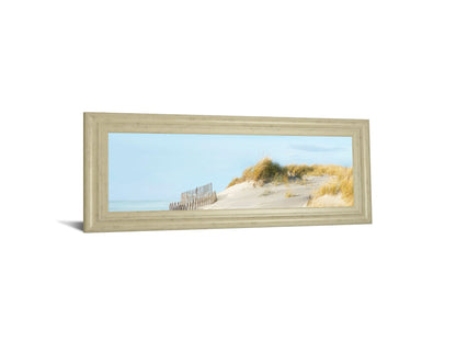 Beachscape L By James Mcloughlin - Framed Print Wall Art - Light Blue
