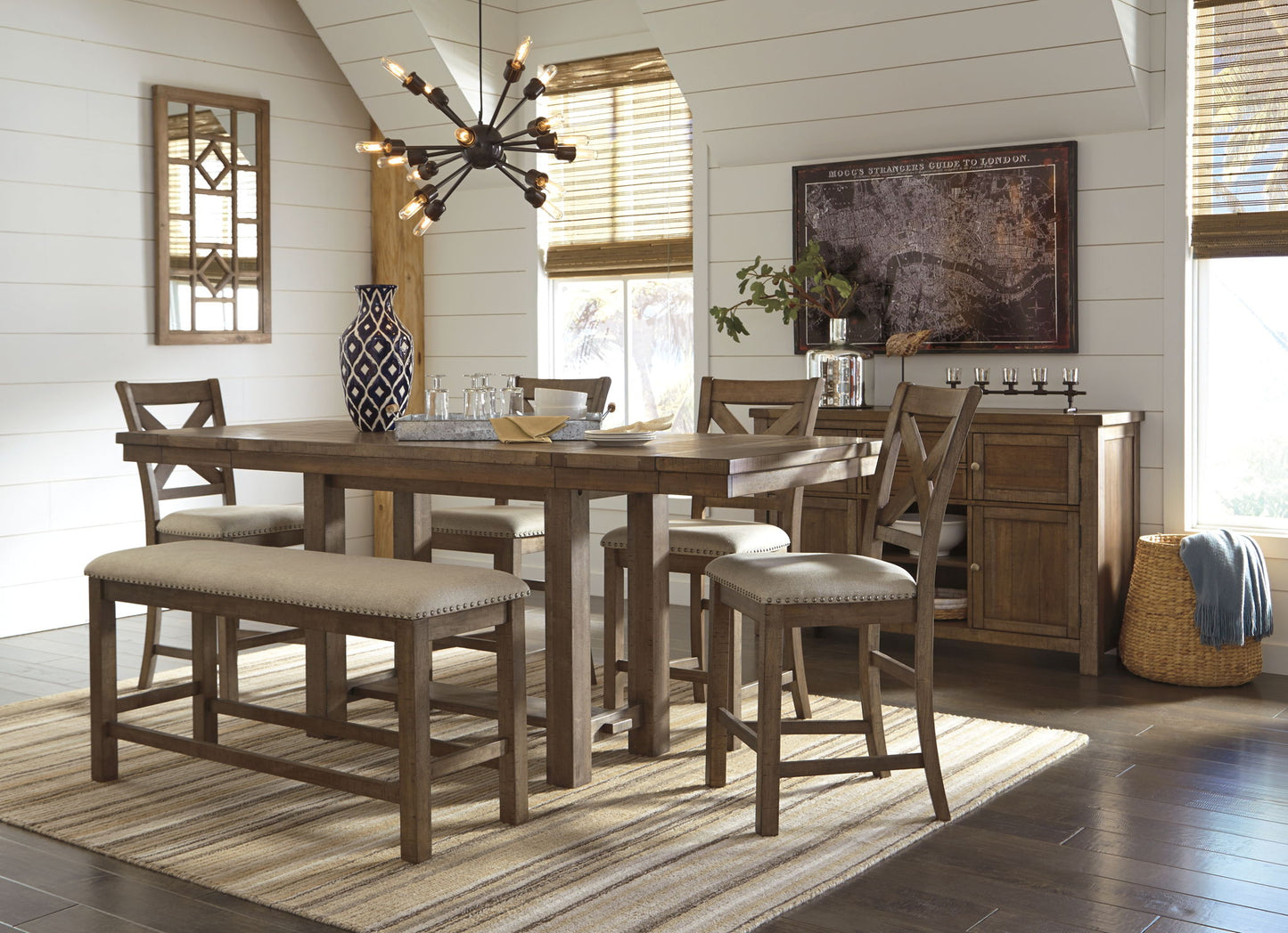 Moriville - Rectangular Dining Room Counter Extension Table - Grayish Brown