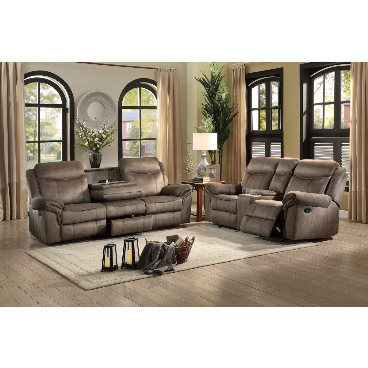 Aram - Double Glider Reclining Loveseat With Center Console, Receptacles And USB Ports