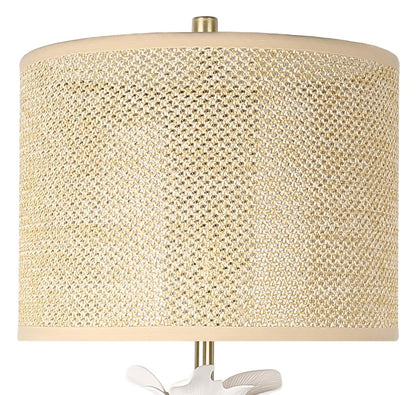 Lily Reverie - 32 X 14 - Metal Table Lamp (Set of 2) - Textured White Ceramic, Soft Gold
