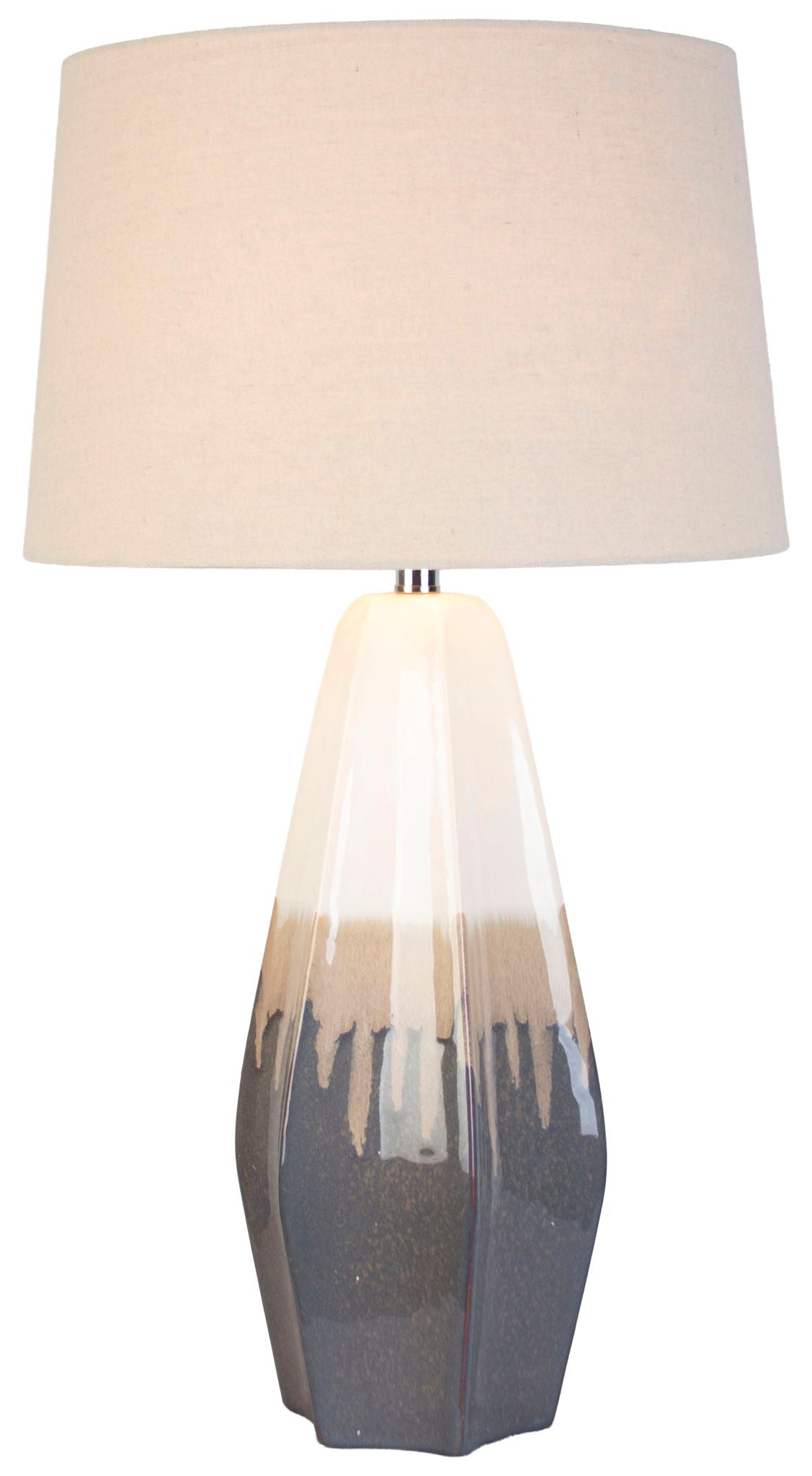 Ashen Cascade - 32 X 17 - Ceramic Table Lamp (Set of 2) - Ivory Mushroom Charcoal Drip Glaze