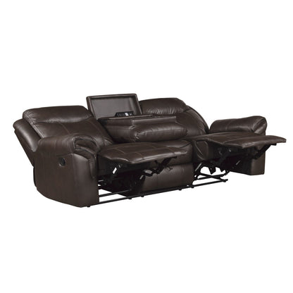 Aram - Double Reclining Sofa With Center Drop-Down Cup Holders, Receptacles, Hidden Drawer And USB Ports
