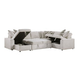 Myrtle - 3 Piece Sectional With Pull-Out Bed And Hidden Storage - Beige