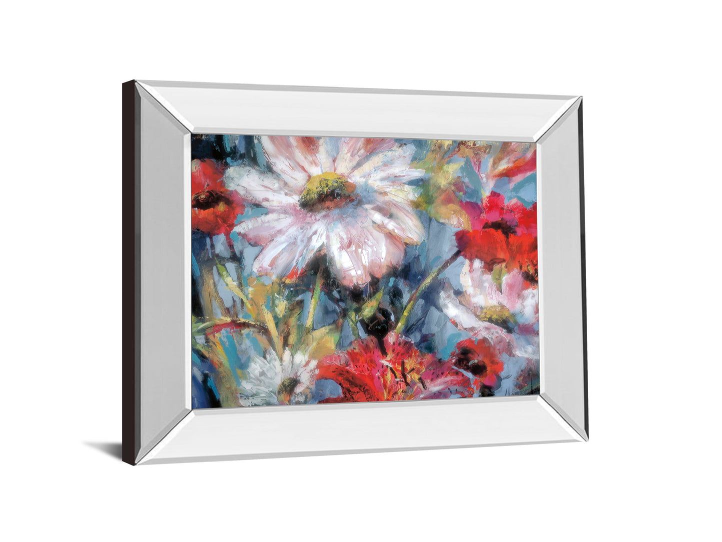 Tangled Garden I By Brent Heighton - Mirror Framed Print Wall Art - Blue