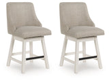 Robbinsdale - Upholstered Swivel Curved Back Barstool (Set of 2) - Antique White