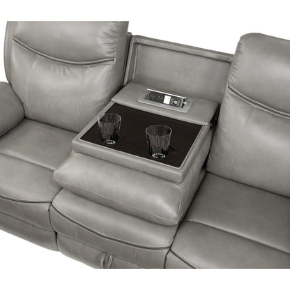 Aram - Double Reclining Sofa With Center Drop-Down Cup Holders, Receptacles, Hidden Drawer And USB Ports