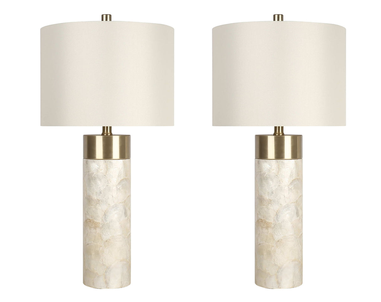 "Luminous Shell" Shell And Metal Table Lamp (Set of 2) - Natural Shell / Soft Gold / Beige