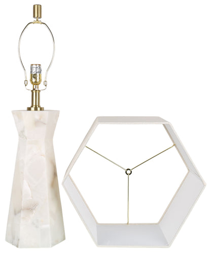 Evening Facet - 28 X 16 - Alabaster Table Lamp With Night Light (Set of 2) - Natural Stone