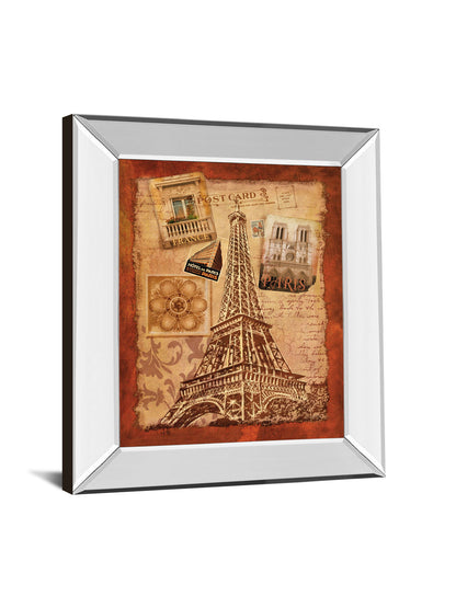 Memories Of Paris By Conrad Knutsen - Mirror Framed Print Wall Art - Light Brown