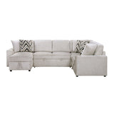 Myrtle - 3 Piece Sectional With Pull-Out Bed And Hidden Storage - Beige