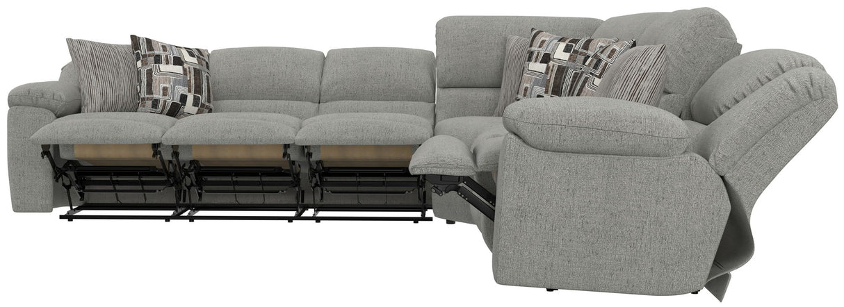 Quinn - 3 Piece Reclining Sectional With 4 Reclining Seats, Storage Arms, Storage Console With Lights, And Drop Down Table - Nature