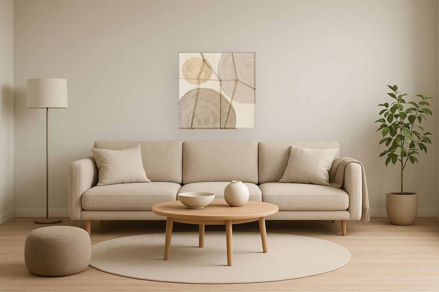 Braided Harmony - 39" x 39" Framed Wall Art - Beige