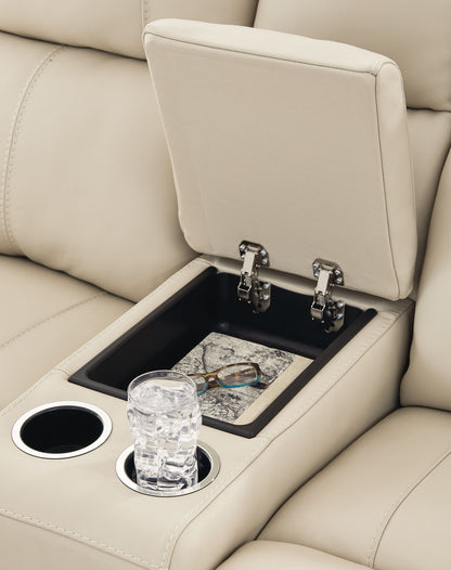 Dahlmoore - Dbl Power Reclining Loveseat With Console - Almond