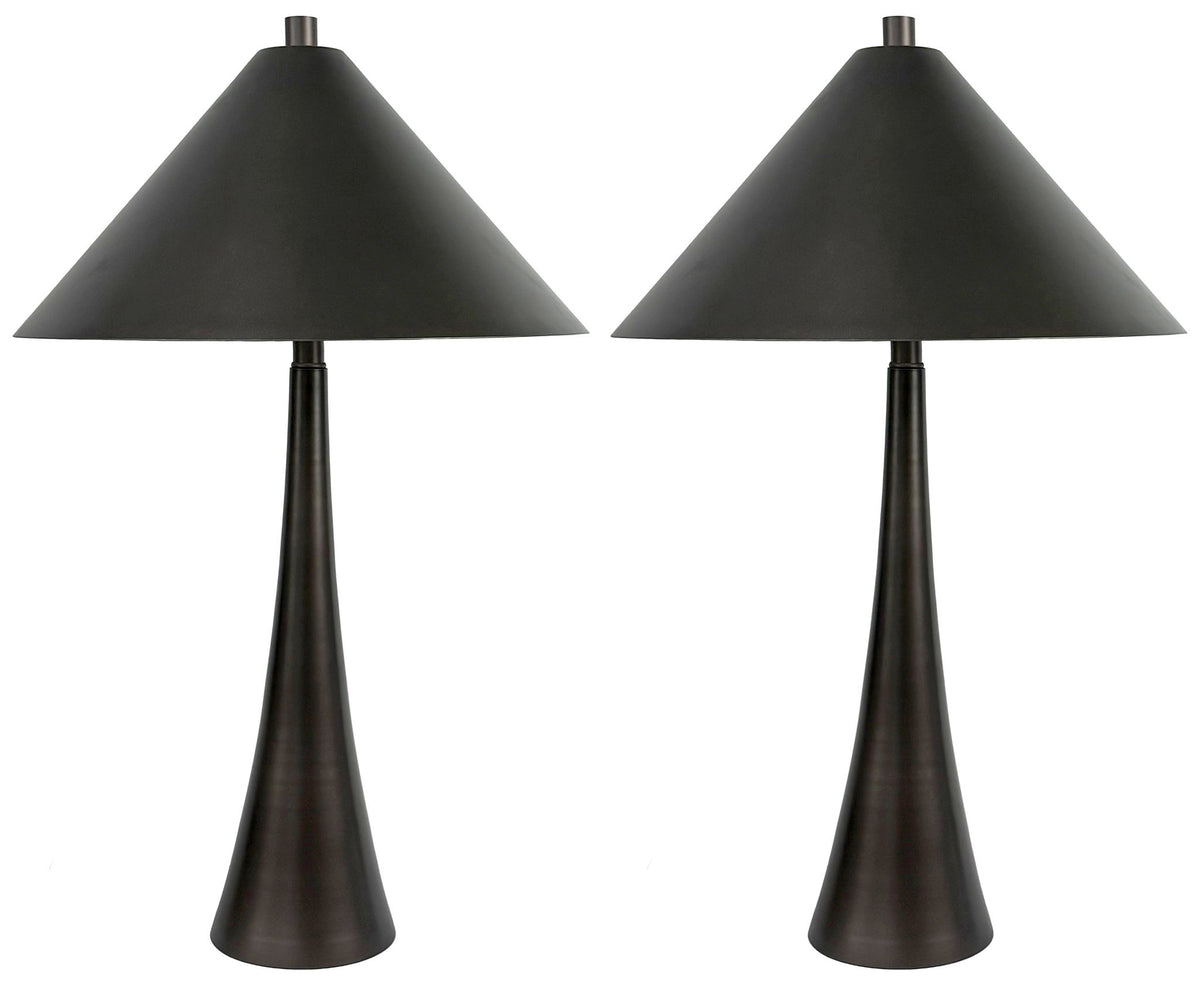 Dusk Spire - 28 X 17 - Metal Table Lamp (Set of 2) - Grey Slate