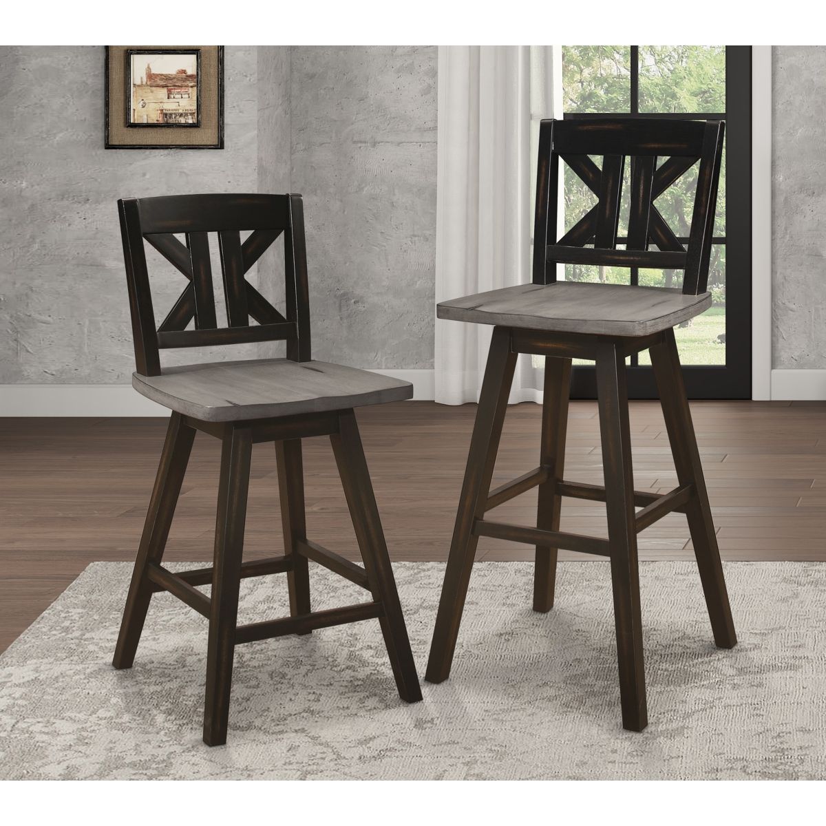 Amsonia - Swivel X-Back Pub Height Chair (Set of 2)