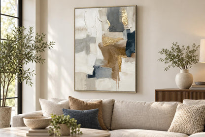 Gilded Cadence I - 35 X 47 - Hand-Embellished Canvas In Frame - White
