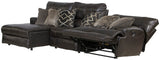 Como - 3 Piece Italian Leather Match Reclining Sectional