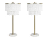 "Tassel Elegance II" Metal Table Lamp (Set of 2) - Soft Gold / White