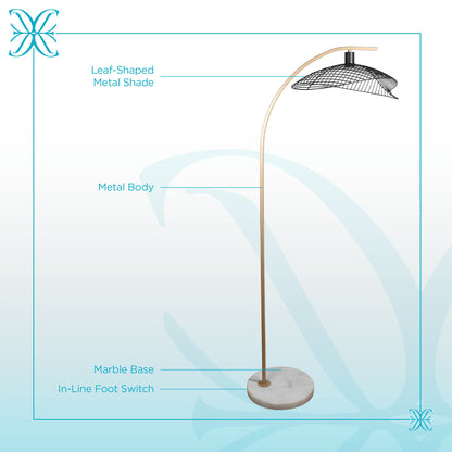 Gilded Canopy - 63 X 26 - Metal Floor Lamp - Painted Gold, White Marble