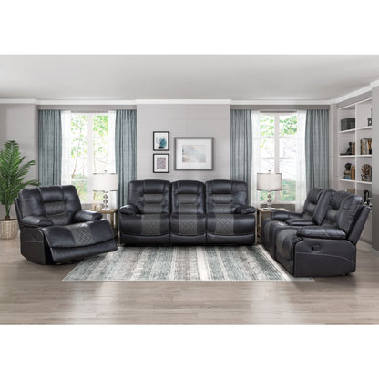 Fabian - Double Glider Reclining Loveseat With Center Console, Receptacles And USB Ports - 2-Tone Gray (Gray / Dark Gray)