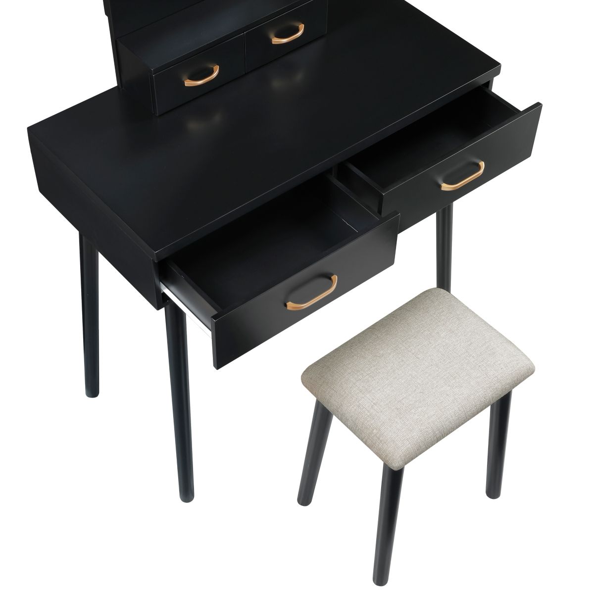 Camilla - Vanity Dresser With Mirror And Stool