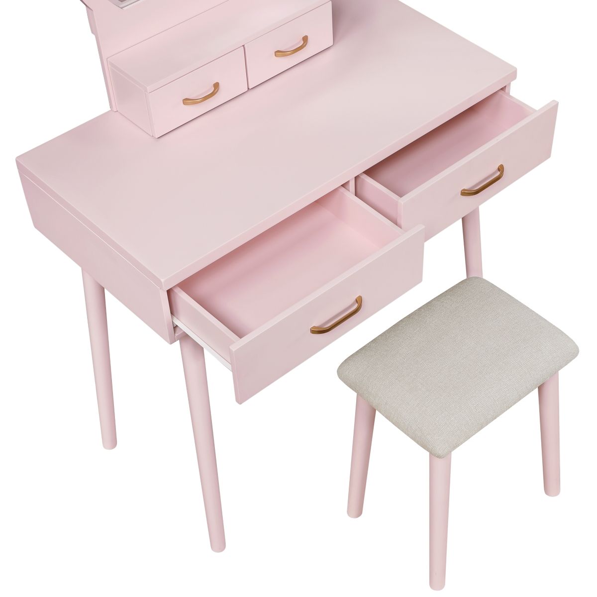 Camilla - Vanity Dresser With Mirror And Stool