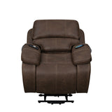 Brookings - Power Lift Recliner With Heat & Massage - Brown