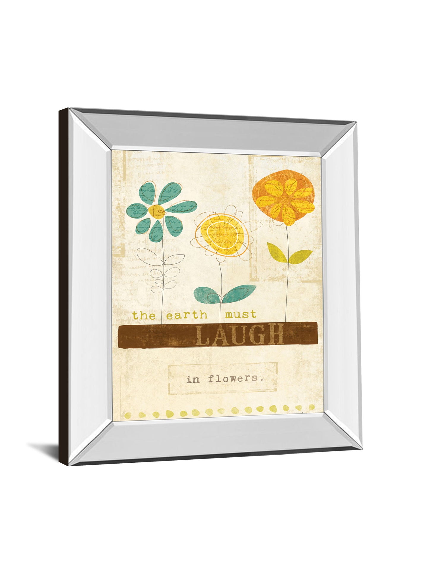 Laugh In Flowers By Mollie B - Mirror Framed Print Wall Art - Beige