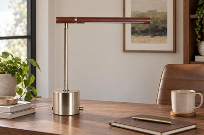 Walnut Horizon - 17 X 15 - Usb-C Charging, Metal Accent Lamp (Set of 2) - Antique Brass