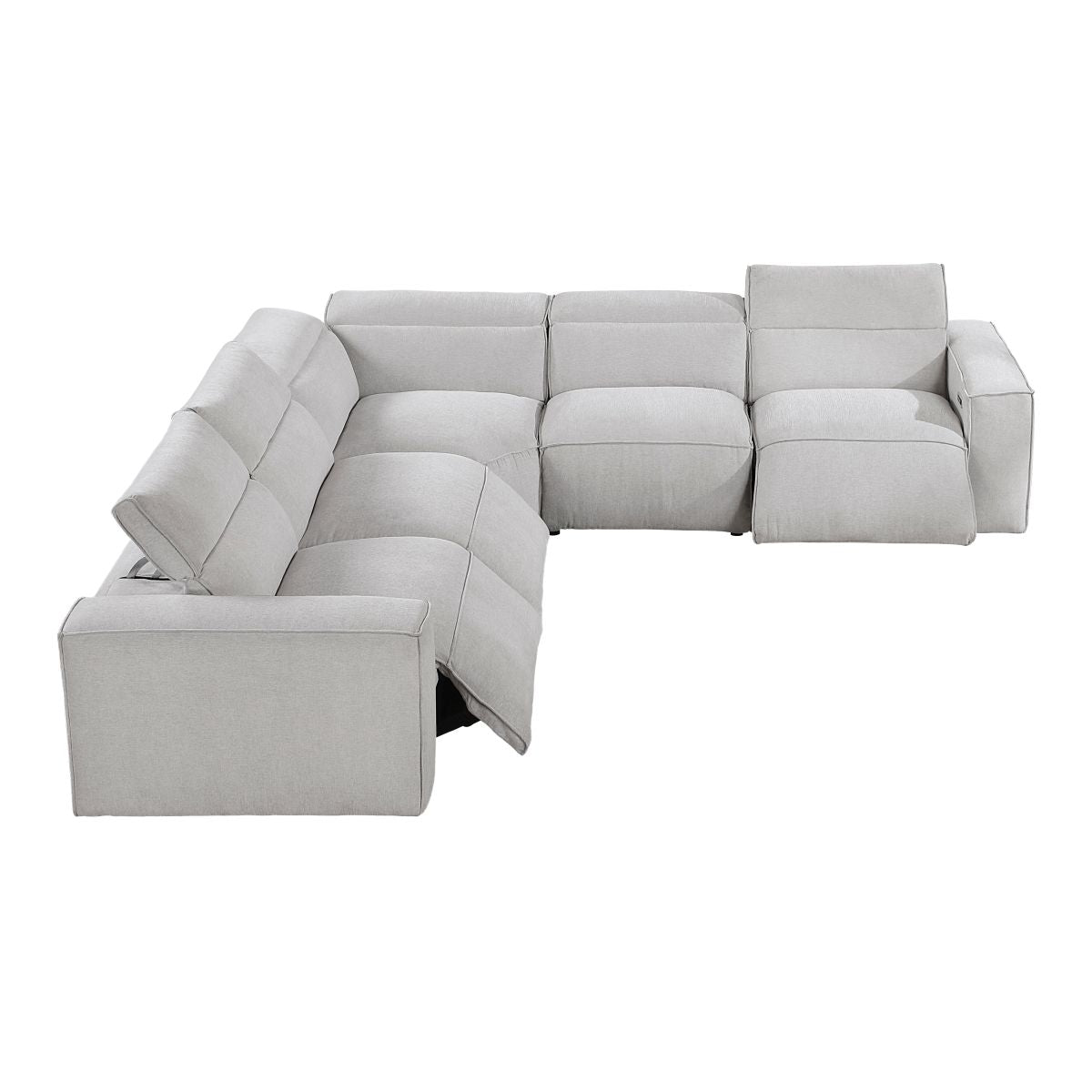 Phoebe - 5-Piece Modular Power Reclining Sectional With Power Headrests - Gray