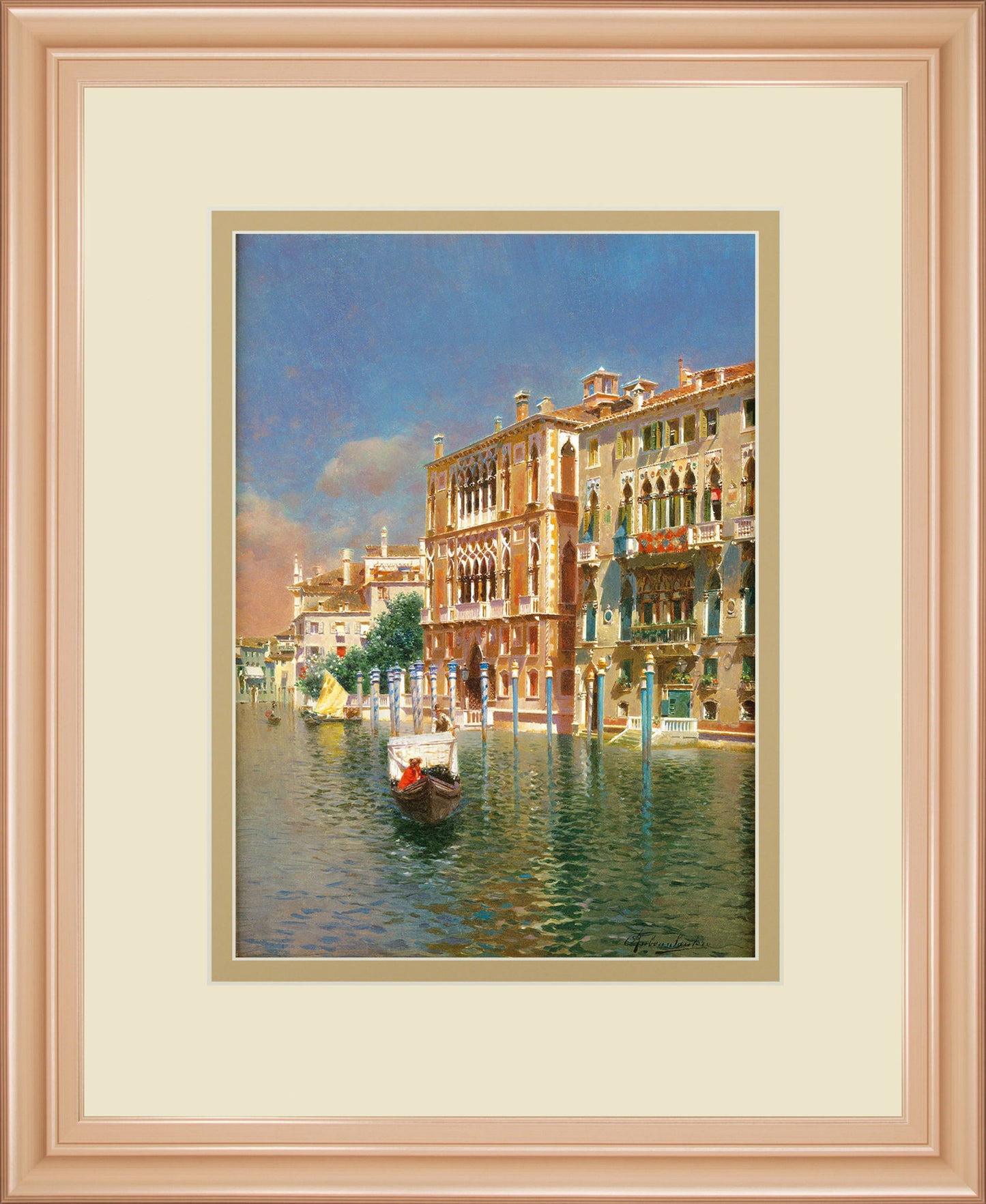 The Grand Canal, Venice By Rubens Santora - Framed Print Wall Art - Beige