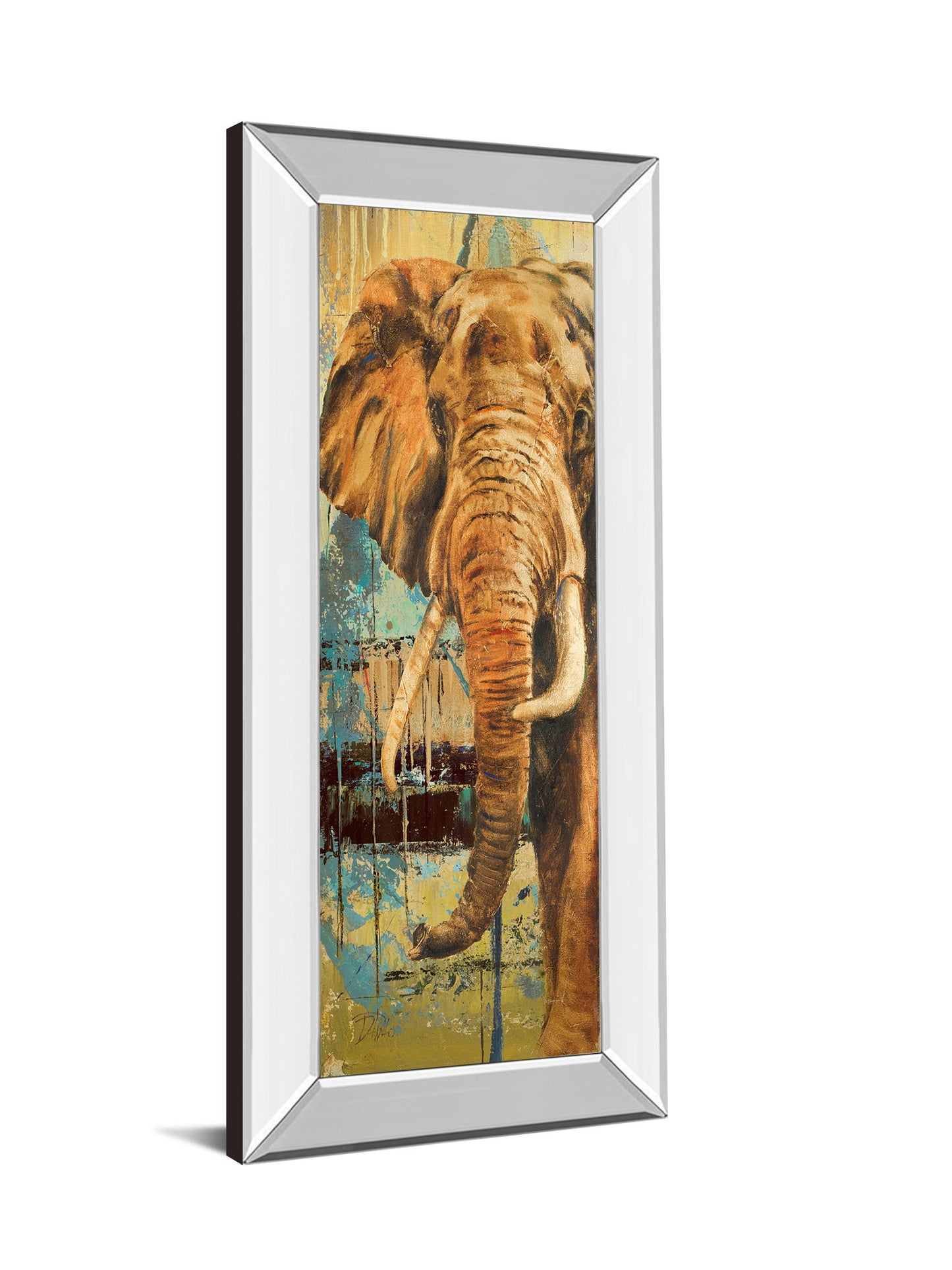 New Safari On Teal Il By Patricia Pinto - Mirror Framed Print Wall Art - Light Brown