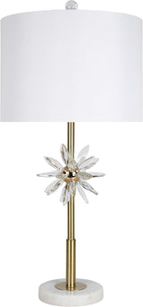 "Crystal Bloom II" Crystal And Marble Table Lamp (Set of 2) - White / Clear Crystal / Soft Gold
