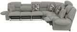 Quinn - 3 Piece Reclining Sectional With 4 Reclining Seats, Storage Arms, Storage Console With Lights, And Drop Down Table - Nature