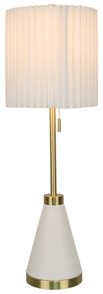 Gilded Cadence - 32 X 11 - Metal Buffet Lamp (Set of 2) - Textured White Pu Leather, Soft Gold