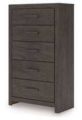 Prendonea - Five Drawer Chest - Charcoal