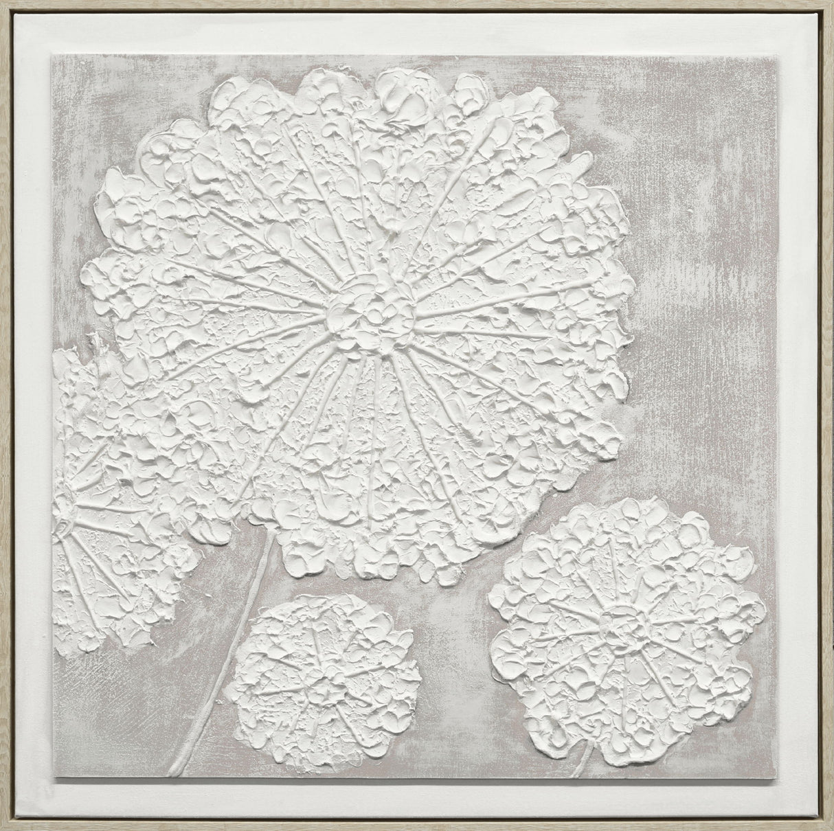 "Textured Elegance I" Hand-Painted Canvas In Frame - Neutral / Gray