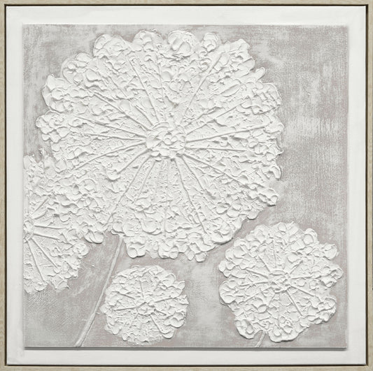 "Textured Elegance I" Hand-Painted Canvas In Frame - Neutral / Gray