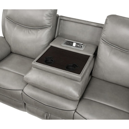 Aram - Double Reclining Sofa With Center Drop-Down Cup Holders, Receptacles, Hidden Drawer And USB Ports
