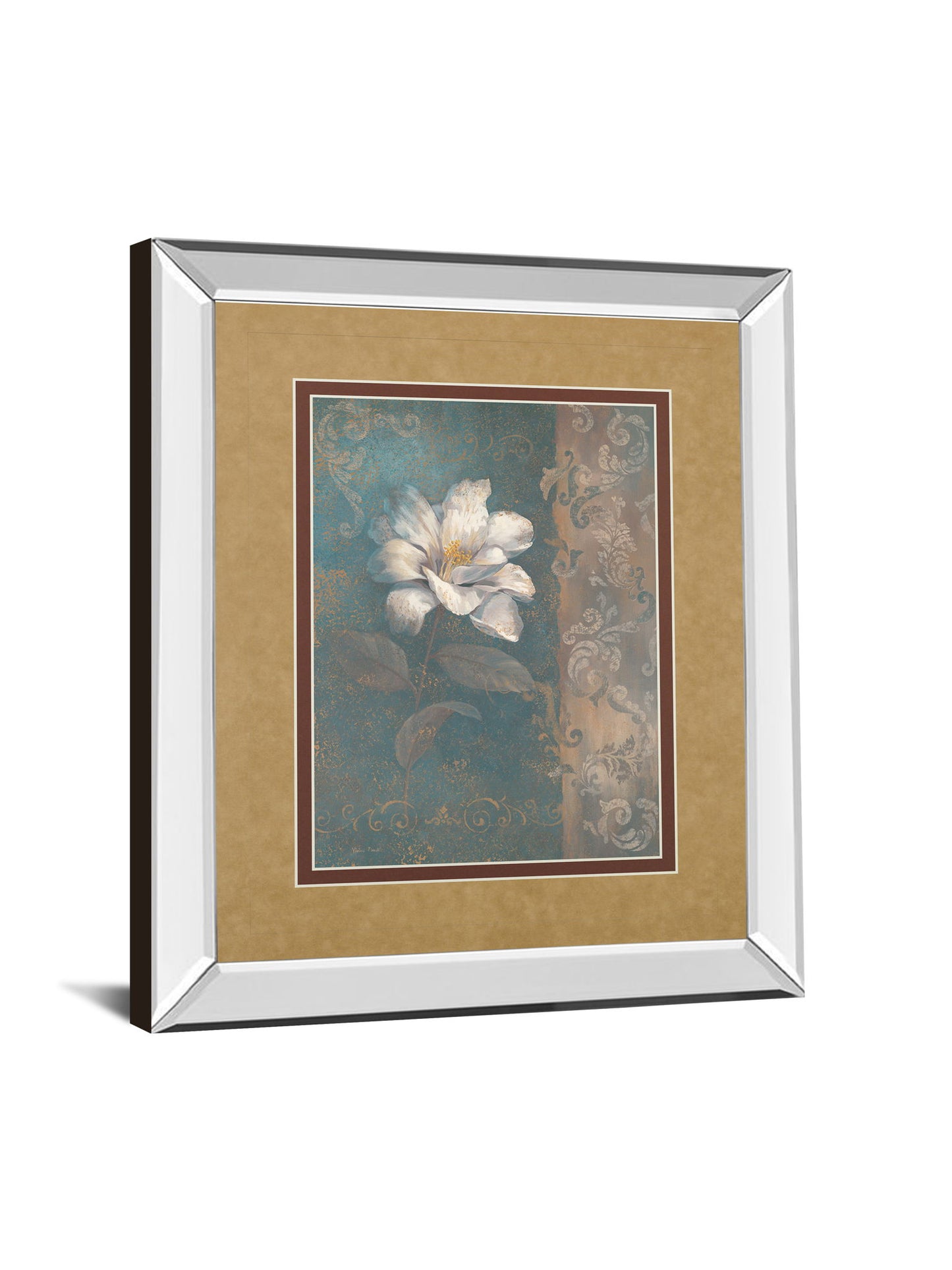 Floral Trans I By Vivian Flasch - Mirror Framed Print Wall Art - Light Brown