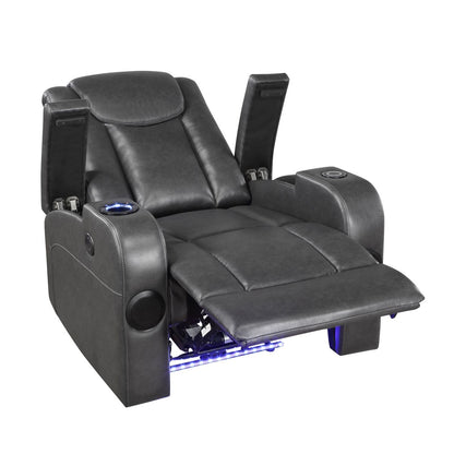 Turbo - Power Reclining Chair With Wireless Charger - Gray