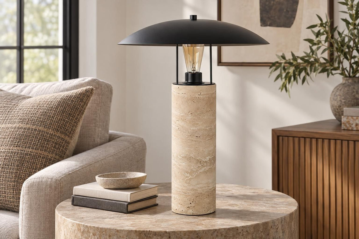 Mesa Canopy - 20 X 16 - Travertine Accent Lamp (Set of 2) - Travertine