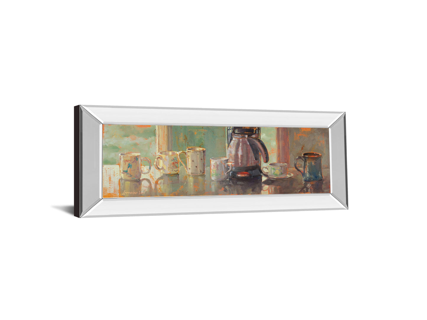 Gathering I By Lorraine Vail - Mirror Framed Print Wall Art - Light Brown