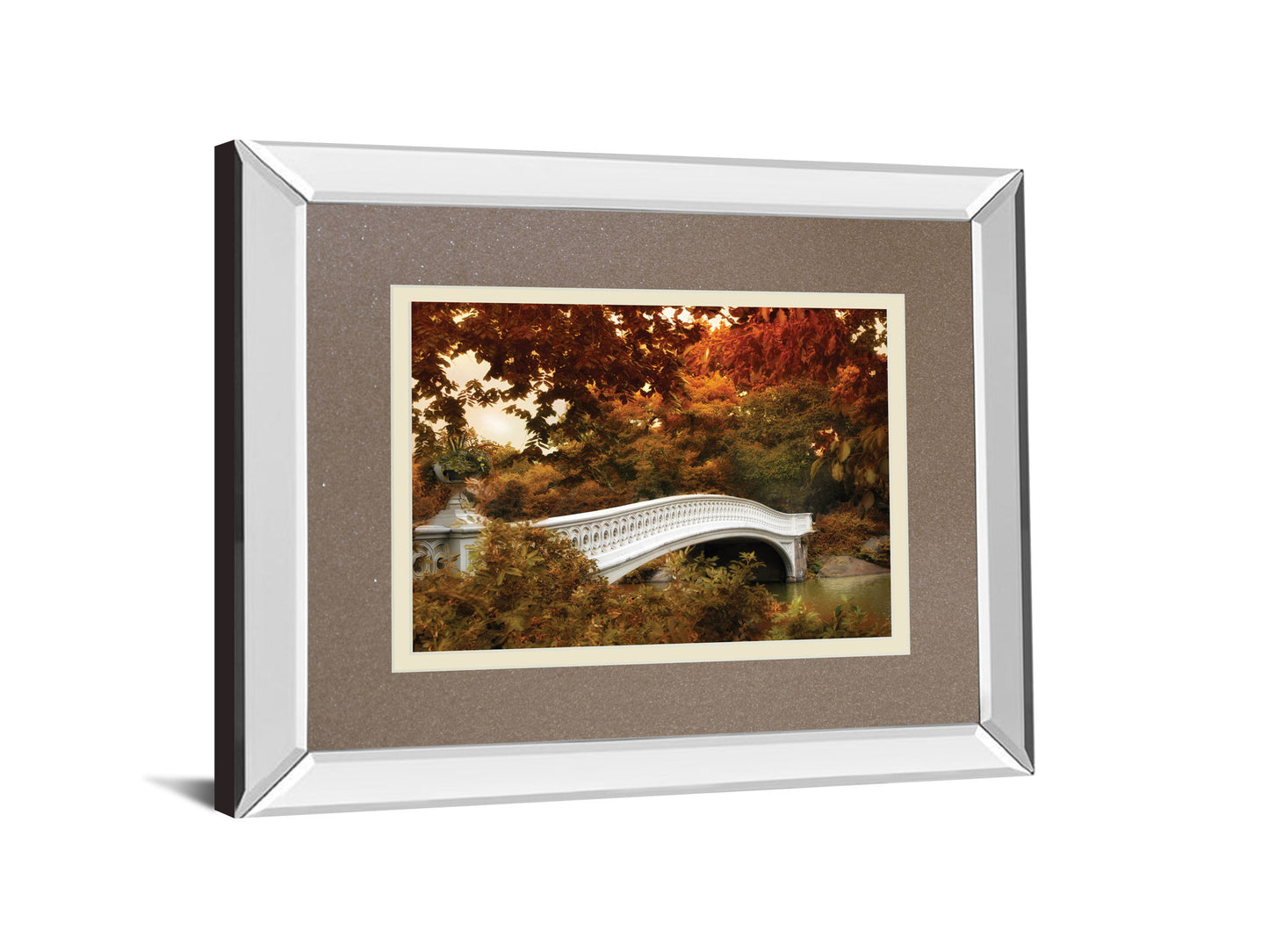 Bow Bridge By Tom Reeves - Mirror Framed Print Wall Art - Light Brown