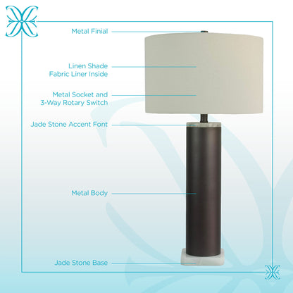 Slate Stone Metal & Jade Table Lamp (Set of 2) - Gray Slate