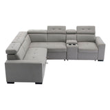 Farrah - 3 Piece Sectional With Adjustable Headrests - Light Gray