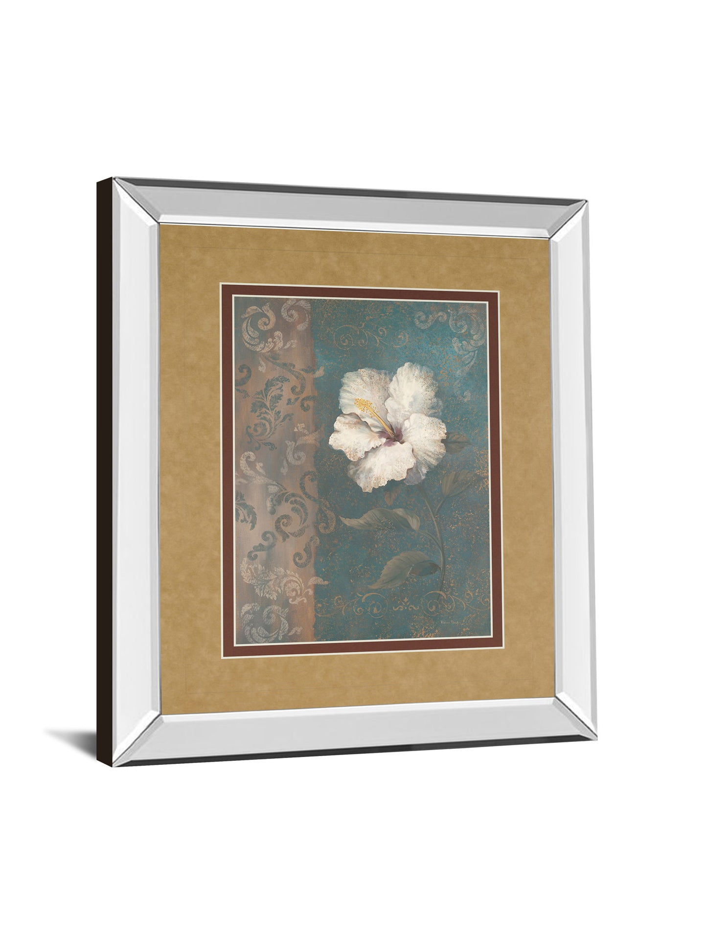 Floral Trans Il By Vivian Flasch - Mirror Framed Print Wall Art - Light Brown