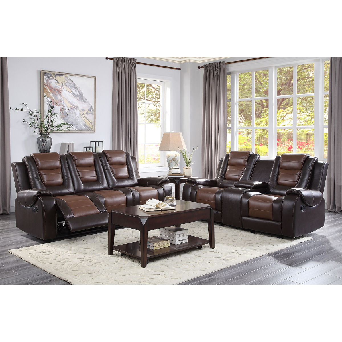 Briscoe - Double Reclining Sofa With Center Drop-Down Cup Holders
