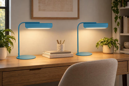 Poet'S Curve II - 14 X 14 - Metal Accent Lamp (Set of 2) - Powder Blue