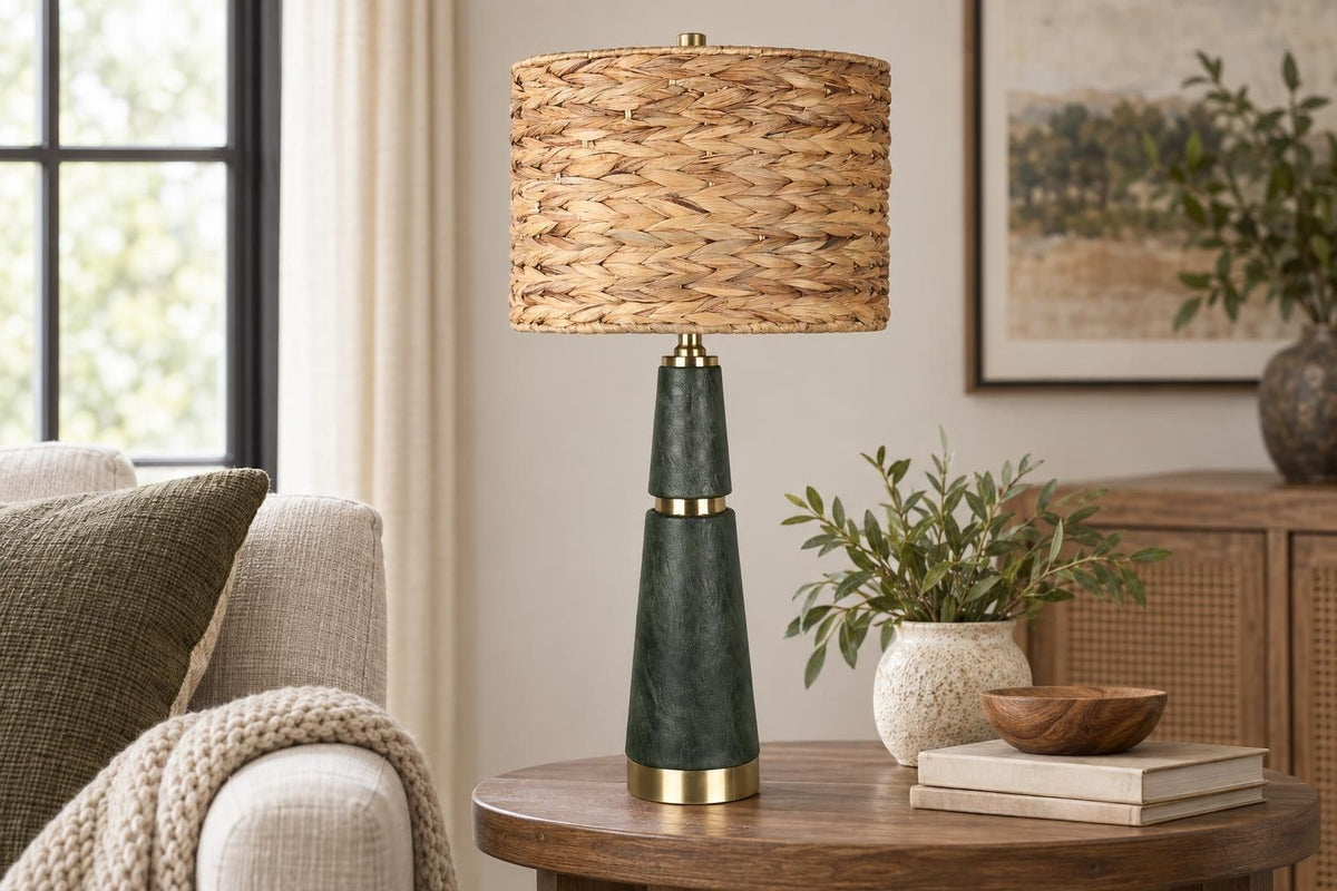 Olive Copse - 28 X 13 - Metal Table Lamp (Set of 2) - Dark Olive Green, Soft Gold